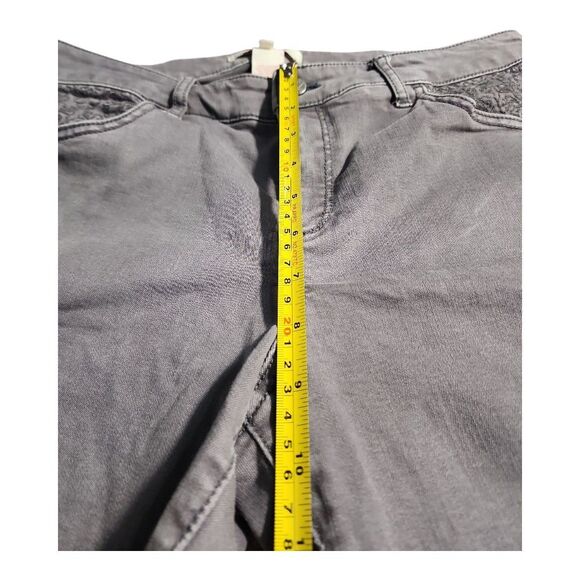 Sundance P10 Gray Skinny Jeans Side Lace/Embroidered Panel Casual Boho Festival - Picture 4 of 9